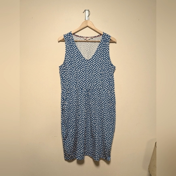 Bose Dresses & Skirts - Boden Blue Polka Dot Sleeveless Dress US 14 V Neck